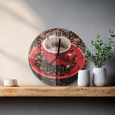 Wanduhr rund Tasse Kaffee
