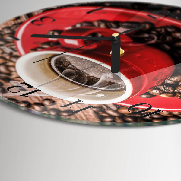Wanduhr rund Tasse Kaffee