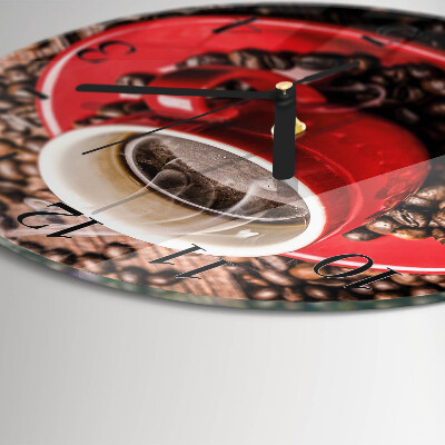 Wanduhr rund Tasse Kaffee