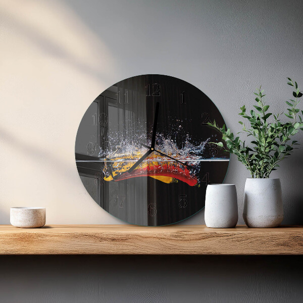 Wanduhr rund Chilischoten