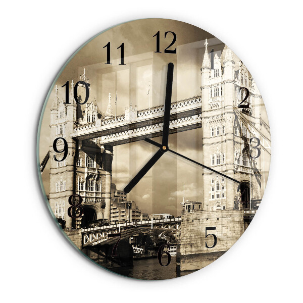 Wanduhr rund London Bridge Sepia