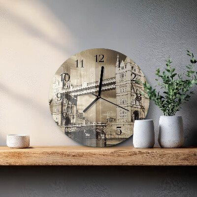 Wanduhr rund London Bridge Sepia