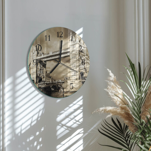Wanduhr rund London Bridge Sepia