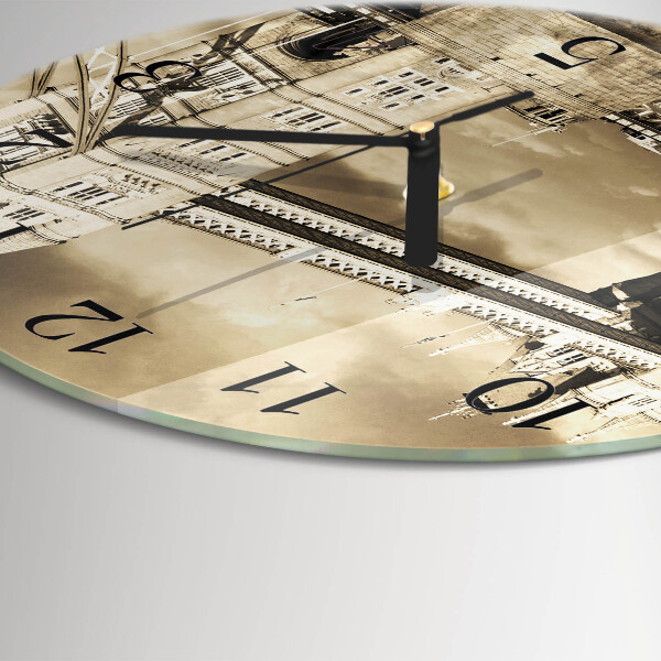 Wanduhr rund London Bridge Sepia