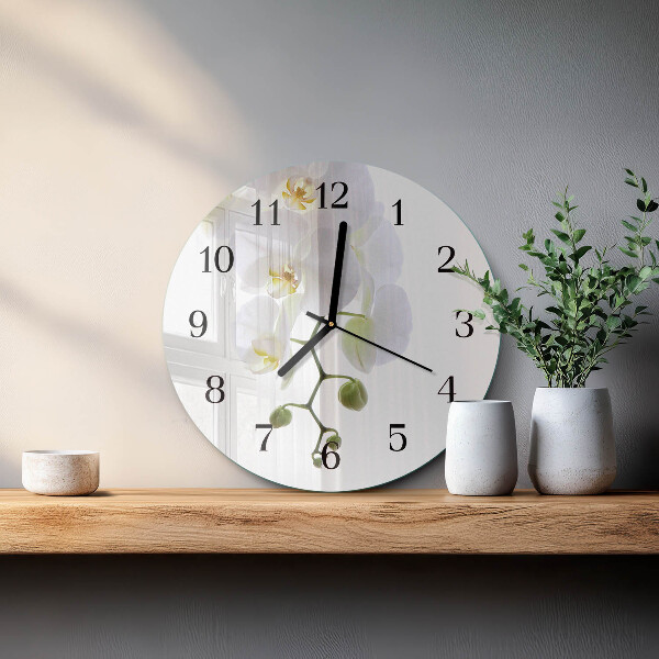 Wanduhr rund Orchidee