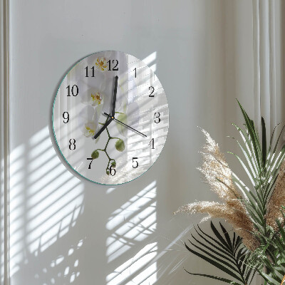 Wanduhr rund Orchidee