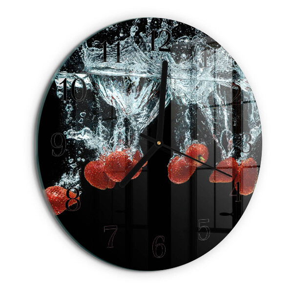 Wanduhr rund Erdbeeren