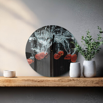 Wanduhr rund Erdbeeren