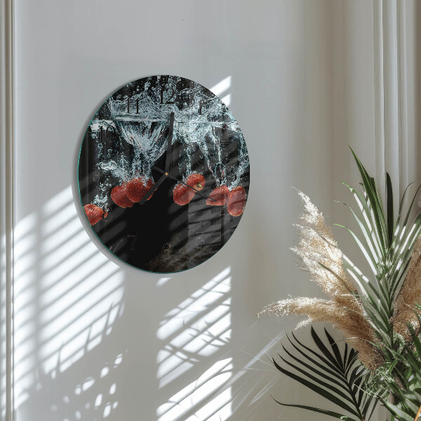 Wanduhr rund Erdbeeren