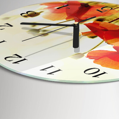 Wanduhr rund Mohnblumen