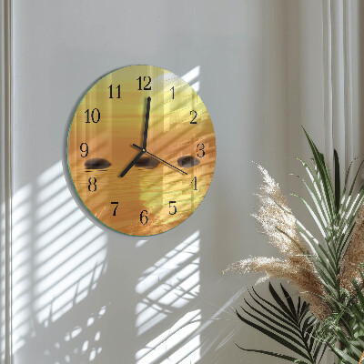 Wanduhr rund Wasser Sonne