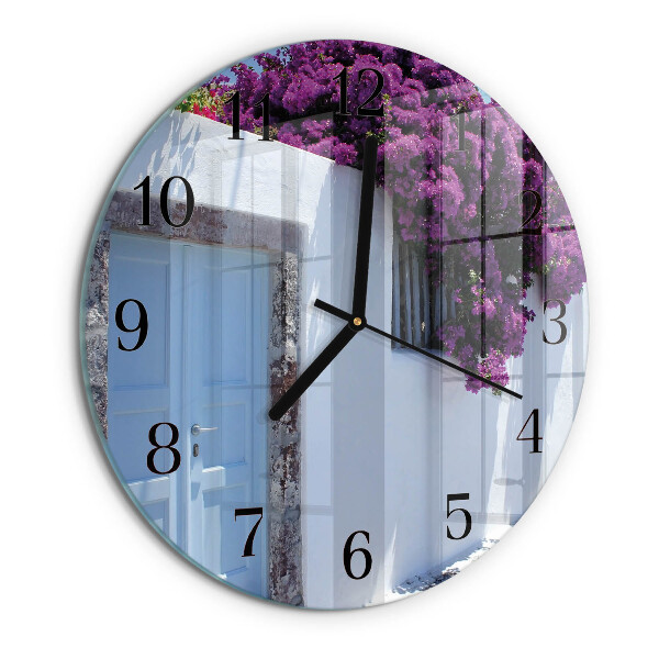 Wanduhr rund Blumen für Zuhause
