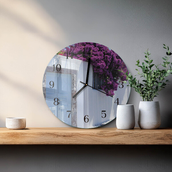 Wanduhr rund Blumen für Zuhause