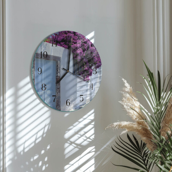 Wanduhr rund Blumen für Zuhause