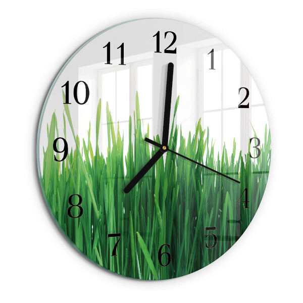 Wanduhr rund Gras