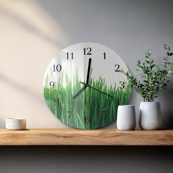 Wanduhr rund Gras