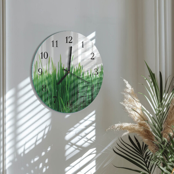 Wanduhr rund Gras