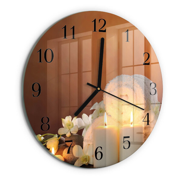 Wanduhr rund Spa-Kerzen