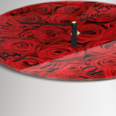 Wanduhr rund Rosen