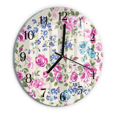 Wanduhr rund Rosen