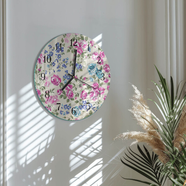 Wanduhr rund Rosen