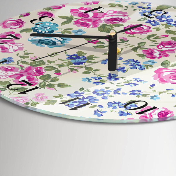 Wanduhr rund Rosen