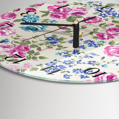 Wanduhr rund Rosen