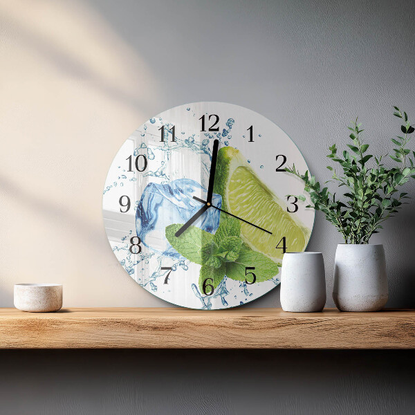 Wanduhr rund Limette und Minze