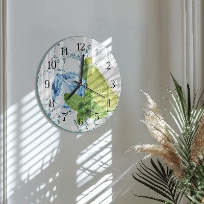 Wanduhr rund Limette und Minze