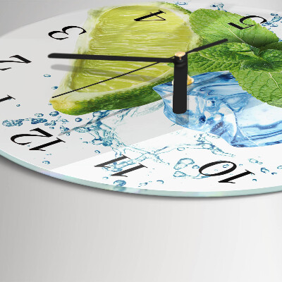 Wanduhr rund Limette und Minze