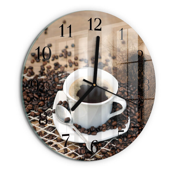 Wanduhr rund Tasse Kaffee