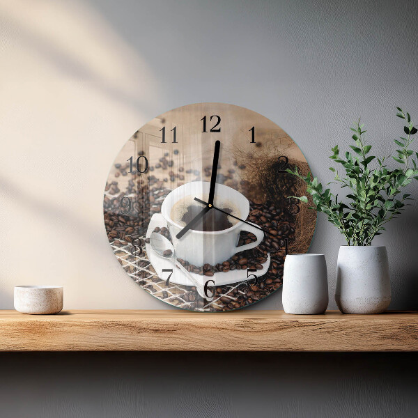 Wanduhr rund Tasse Kaffee