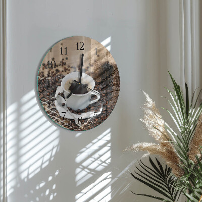 Wanduhr rund Tasse Kaffee