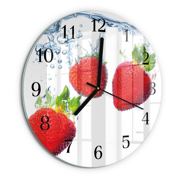 Wanduhr rund Erdbeeren
