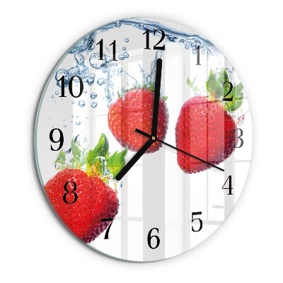Wanduhr rund Erdbeeren