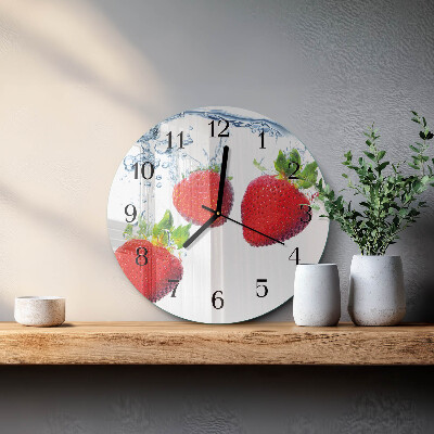 Wanduhr rund Erdbeeren