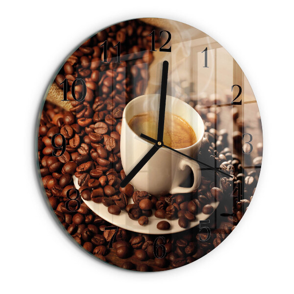 Wanduhr rund Tasse Kaffee