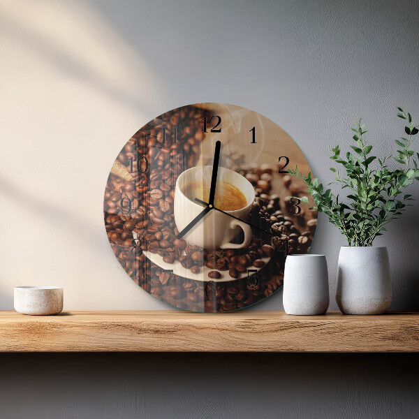 Wanduhr rund Tasse Kaffee