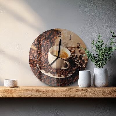 Wanduhr rund Tasse Kaffee