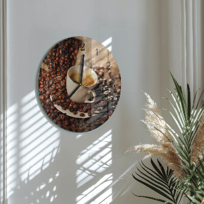 Wanduhr rund Tasse Kaffee