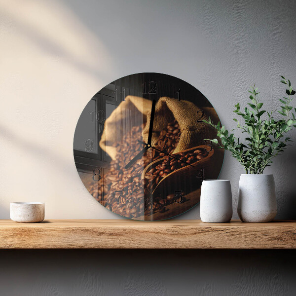 Wanduhr rund Kaffeebohnen
