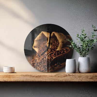 Wanduhr rund Kaffeebohnen