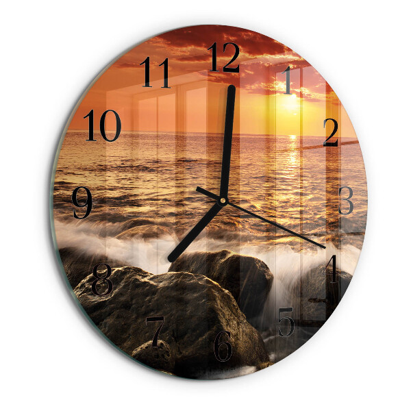 Wanduhr rund Sonnenuntergang