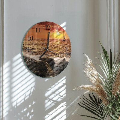 Wanduhr rund Sonnenuntergang