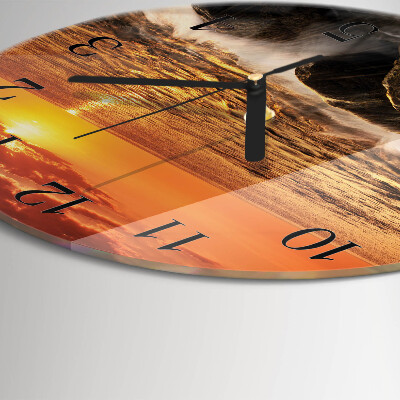 Wanduhr rund Sonnenuntergang