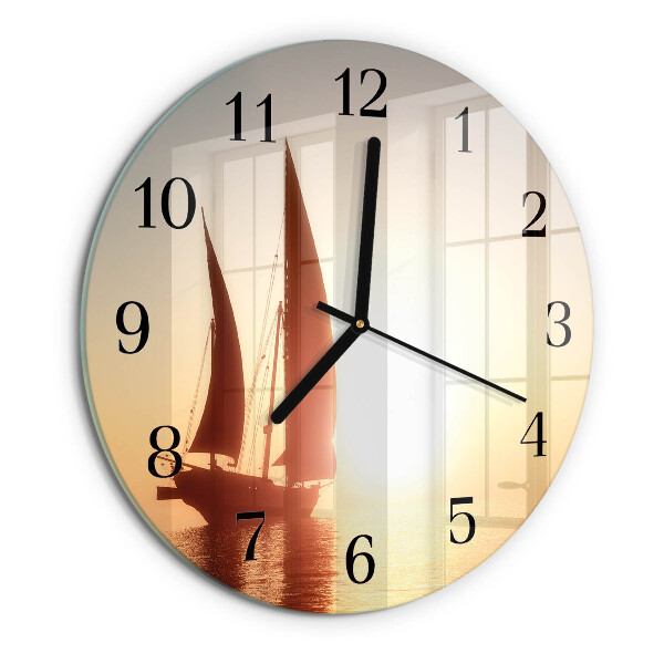 Wanduhr rund Segelboot