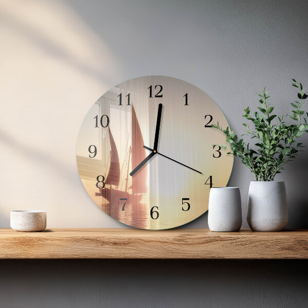 Wanduhr rund Segelboot