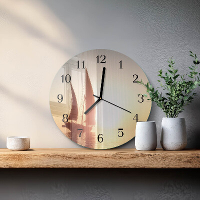 Wanduhr rund Segelboot