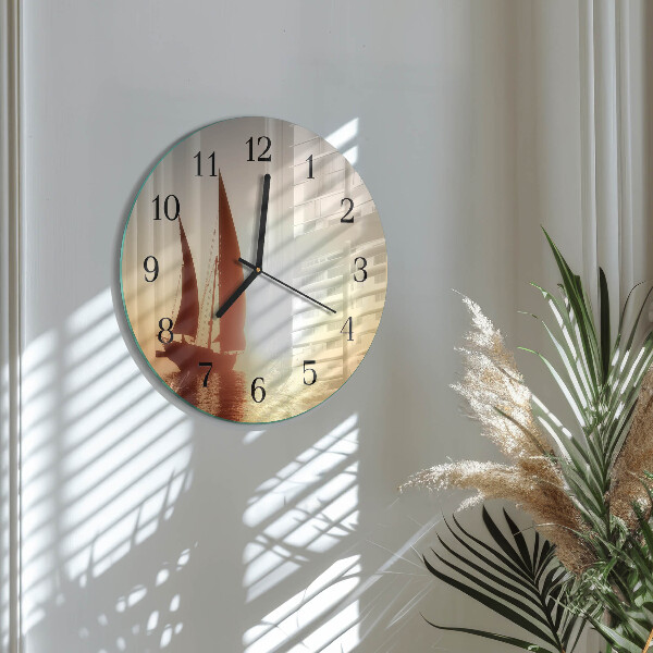 Wanduhr rund Segelboot