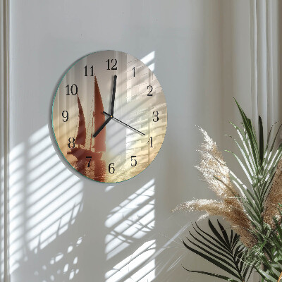 Wanduhr rund Segelboot
